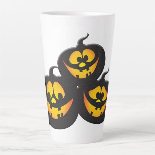ハロウィンのパンプキンのかわいい顔 カフェラテマグ (正面)
