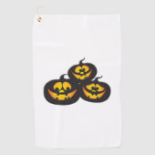 ハロウィンのパンプキンのかわいい顔 ゴルフタオル (正面)