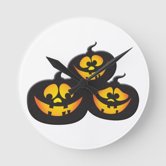 ハロウィンのパンプキンのかわいい顔 ラウンド壁時計 (正面)