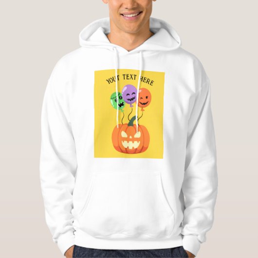 ハロウィンのパンプキングと風船 編集可能 パーカ (正面)