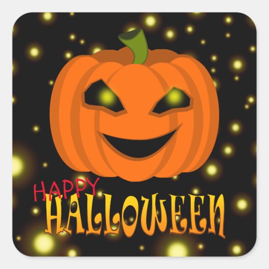 ハロウィンのパンプキンスパークル スクエアシール (正面)