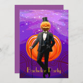 ハロウィンのパンプキン花婿の独身パーティー 招待状 (正面/裏面)