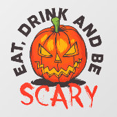 ハロウィンのパンプキ食べンドリンクと怖い ウィンドウサイン (シート)