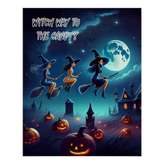 ハロウィンのパーティーに向かう怖い魔女たち ポスター (正面)