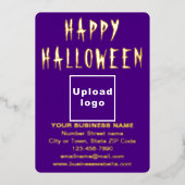 ハロウィンのパープルビジネスブランド 箔シーズンカード (正面)