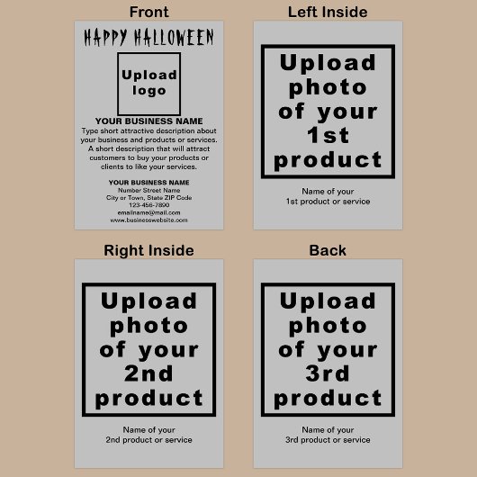 ハロウィンのビジネス グレー折りたたみグリーティングカード カード