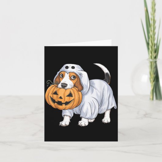 ハロウィンのビーグル幽霊犬 カード (正面)