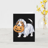 ハロウィンのビーグル幽霊犬 カード (黄色い花)