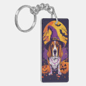 ハロウィンのビーグル魔女とパンプキン キーホルダー (正面左)