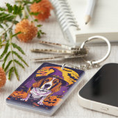 ハロウィンのビーグル魔女とパンプキン キーホルダー (正面右)
