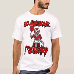 ハロウィンのピエロのホッケーゴーリー おかしい 怖い Tシャツ