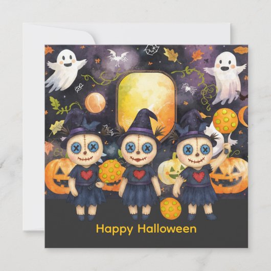 ハロウィンのピックルボールプレイヤーパーティー シーズンカード (正面)