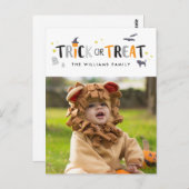 ハロウィンのフォトカードをトリック/トリート ポストカード (正面/裏面)