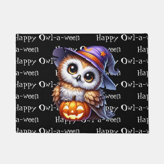 ハロウィンのフクロウ ドアマット (正面)