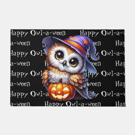 ハロウィンのフクロウ ドアマット (正面)