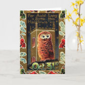 ハロウィンのフクロウ-挨拶状 カード (黄色い花)
