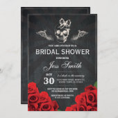 ハロウィンのブライダルシャワーのパーティーのバラの花の招待 招待状 (正面/裏面)