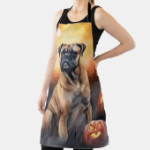 ハロウィンのブルマスチフとカボチャの怖いデザイン エプロン