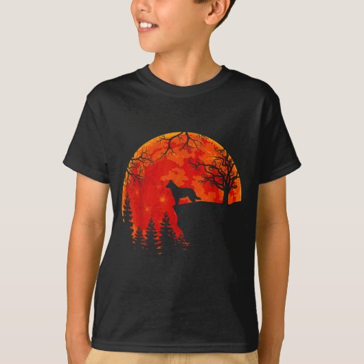 ハロウィンのブルー・ヒーラーと月 Tシャツ (正面)