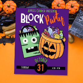ハロウィンのブロックパーティーテーマイベント トランクオアトリート ポスター
