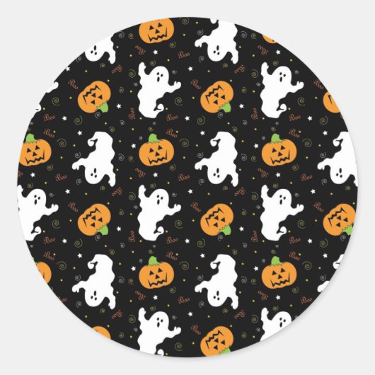 ハロウィンのブーイングのステッカー ラウンドシール (正面)