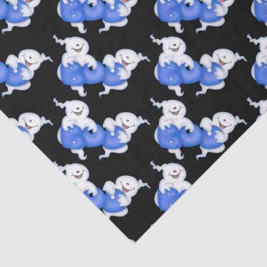 ハロウィンのブーイングの幽霊はティッシュペーパーをタイルを張りました 薄葉紙 (詳細)