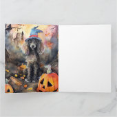 ハロウィンのプードルとカボチャの怖いデザイン カード (内部)