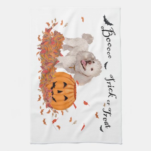 ハロウィンのプードル キッチンタオル (縦)