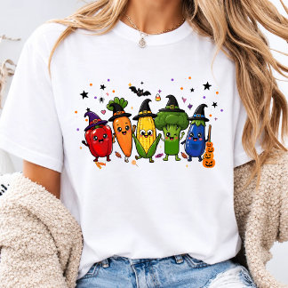 ハロウィンのヘルシー野菜フードデザイン Tシャツ
