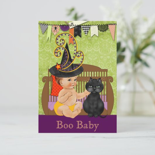 ハロウィンのベビーシャワーの招待状 招待状 (スタンド正面)