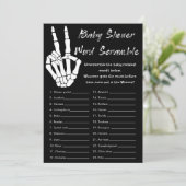 ハロウィンのベビーシャワーワードスクランブルゲームカード 招待状 (スタンド正面)