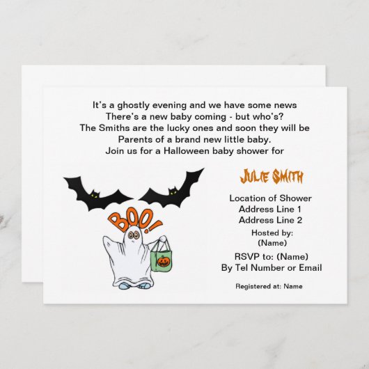 ハロウィンのベビーシャワー招待状 招待状 (正面/裏面)