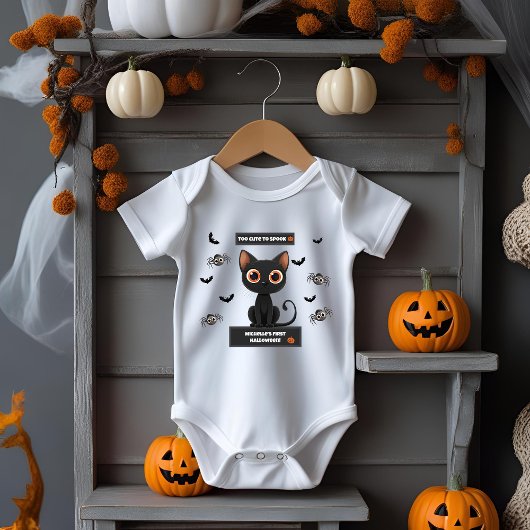 ハロウィンのベビーロンパース – かわいい黒猫のオーダーメイド ベビーボディスーツ