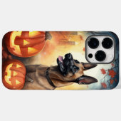 ハロウィンのベルジアンマリノアとカボチャの怖いデザイン Case-Mate iPhoneケース (裏面 (横))