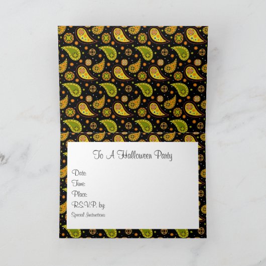 ハロウィンのペイズリーの招待状 招待状 (内部)