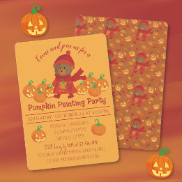 ハロウィンのペイント/カービング・パンプキン招待状 招待状
