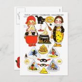 ハロウィンのペーパー人形のDollyDingleのモダンのヴィンテージ シーズンポストカード (正面/裏面)