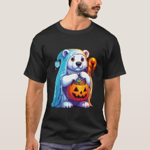 ハロウィンのホッキョクグマの幽霊の怖いスイーツバッグ Tシャツ