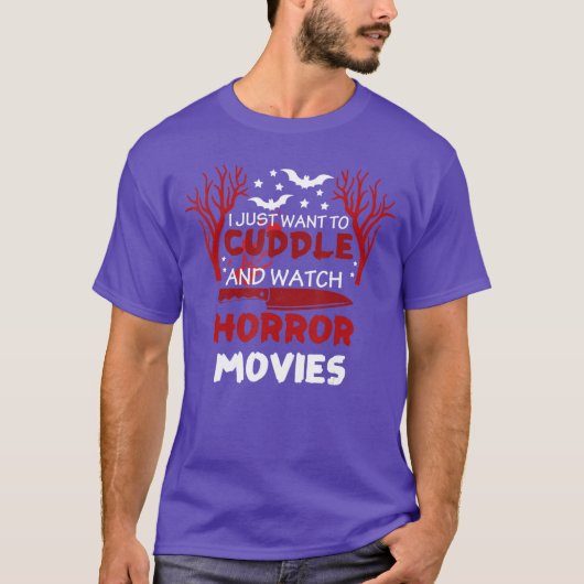 ハロウィンのホラー映画を見て寄り添いたい Tシャツ (正面)