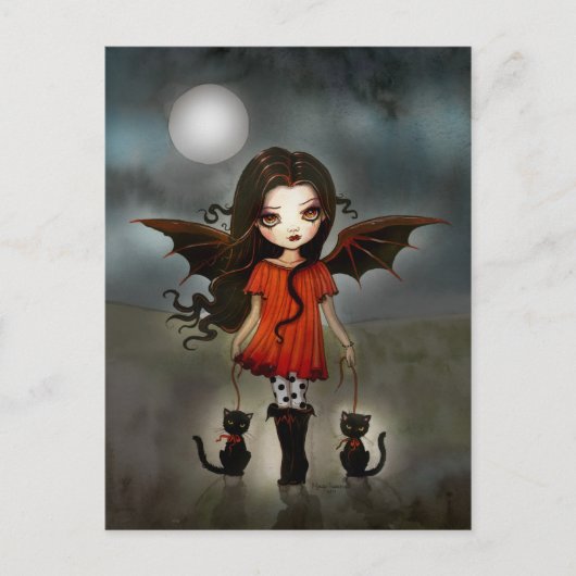 ハロウィンのポストカード かわいい小さな吸血鬼 ポストカード (正面)