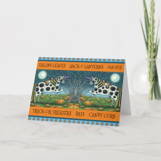 ハロウィンのポニーとバット猫のファンシーな馬 シーズンカード (正面)