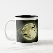 ハロウィンのマグ-満月、こうもり及びワタリガラス ツートーンマグカップ (左)