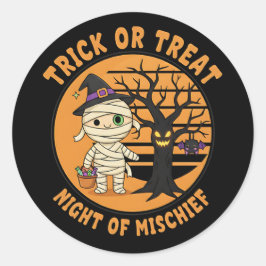 ハロウィンのミイラのステッカー お菓子と楽しい雰囲気 ラウンドシール