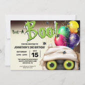 ハロウィンのミイラモンスターのチチンプイプイ 招待状 (正面)