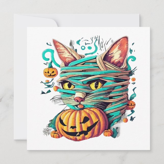 ハロウィンのミイラ猫パロディ (正面)
