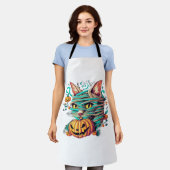 ハロウィンのミイラ猫パロディ エプロン (着用した状態)