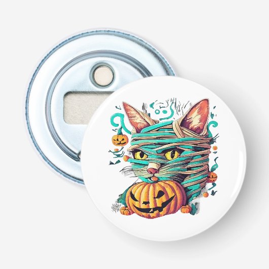 ハロウィンのミイラ猫パロディ 栓抜き (正面)