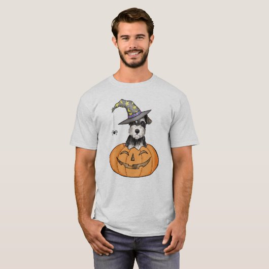 ハロウィンのミニチュア・シュナウツァー Tシャツ (正面フル)