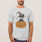 ハロウィンのミニチュア・シュナウツァー Tシャツ (正面)