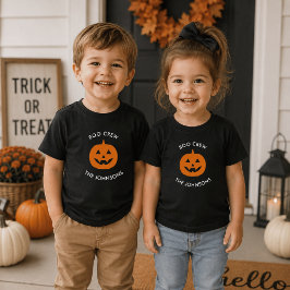 ハロウィンのミニマリスト おばけクルー – 名前入り トドラーTシャツ